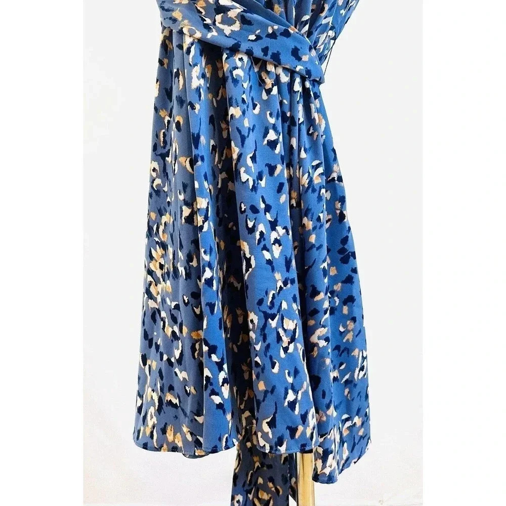 NWT NINE WEST Women Short Sleeve Pullover One Shoulder Belted Blue Dress Size 3X - Picture 5 of 15